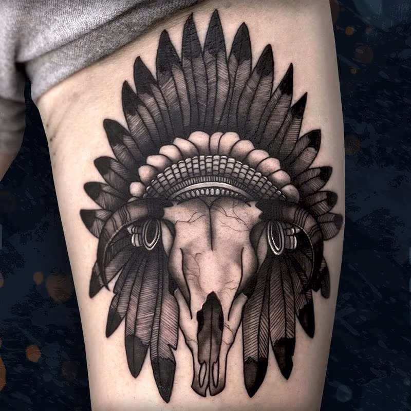 Bull Skull with Headdress