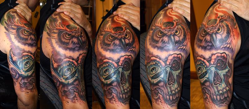 skull/owl tattoo