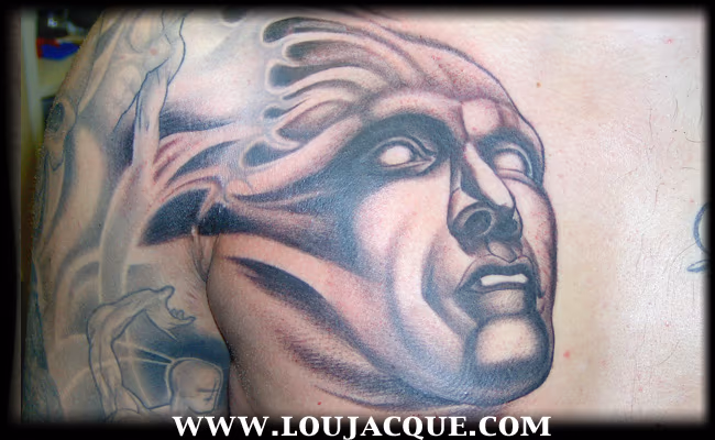 Hogarth face on chest