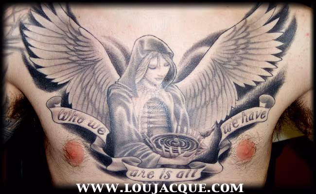 Angel with open chest
