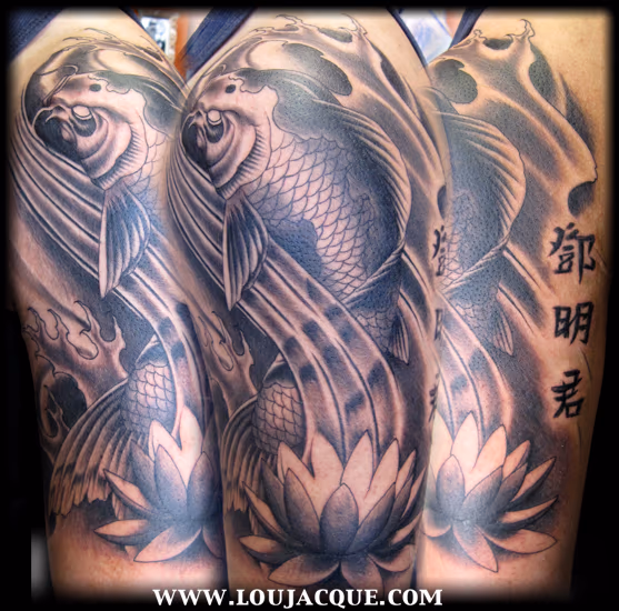 Black and Grey Koi Fish