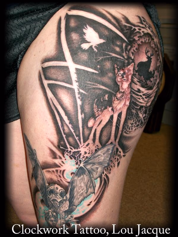 Black and grey with color