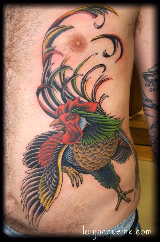 Rooster on chest