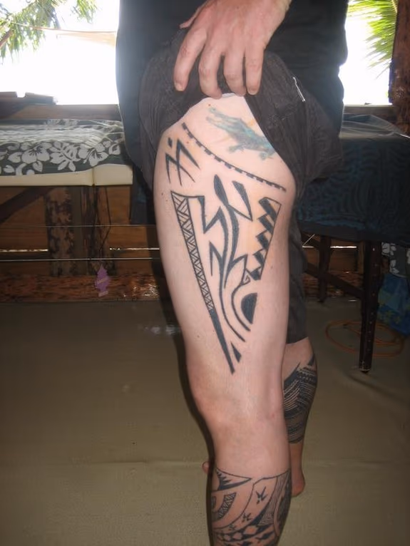 traditional leg tattoo