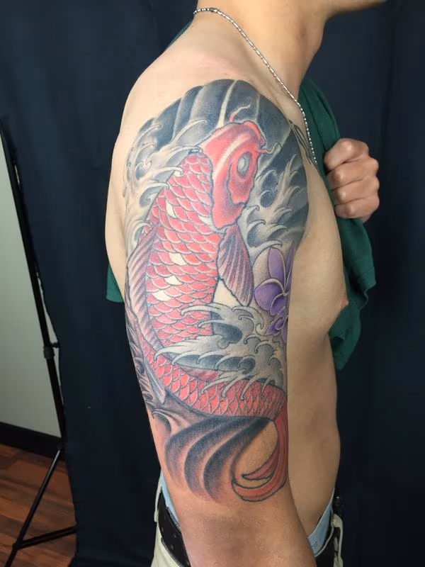 Colored koi arm