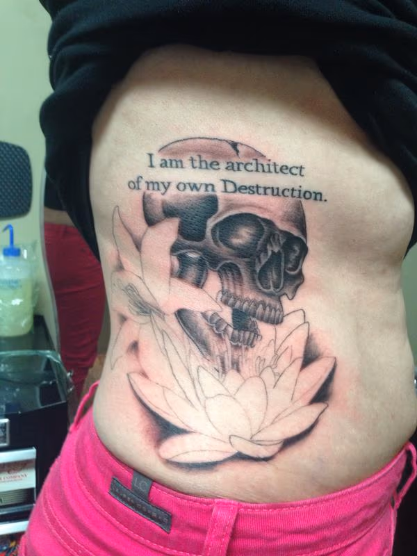 Skull with flowers in progress