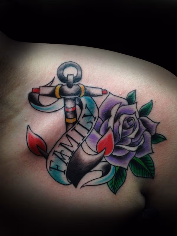 Anchor with rose