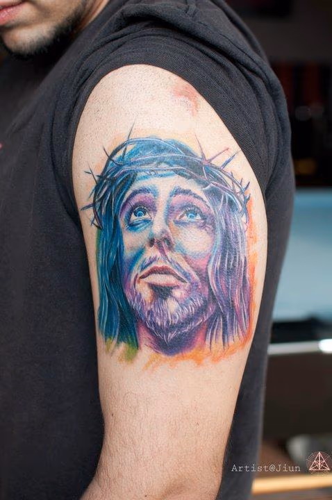 Color Realistic Jesus Tattoo