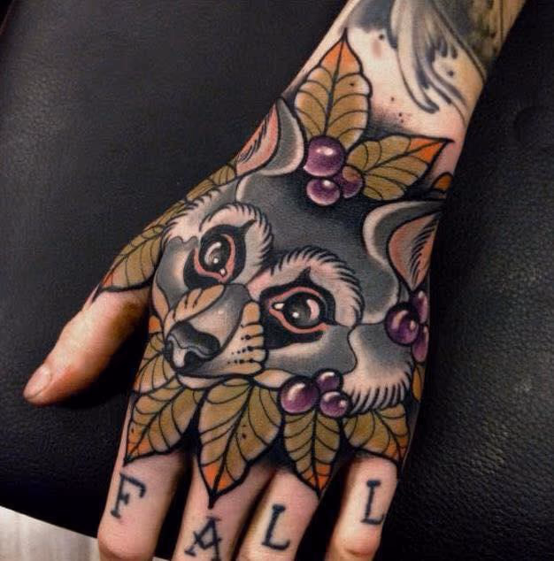 Neo Traditional Racoon Tattoo