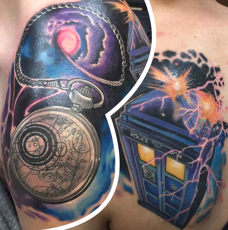 Dr. Who Tardis and pocket watch