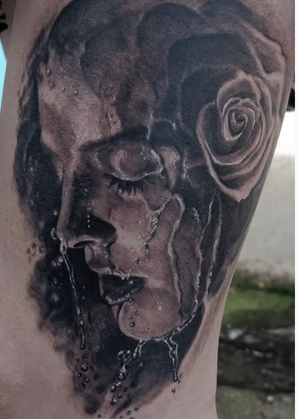 Watery woman and rose