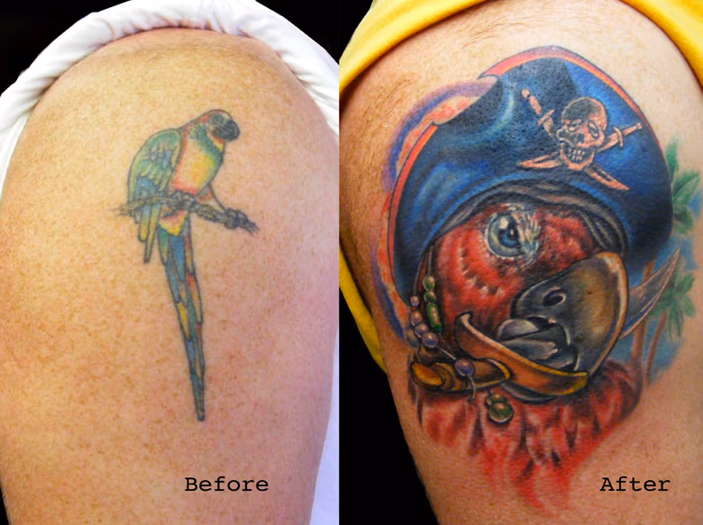 Parrot Cover Up Tattoo