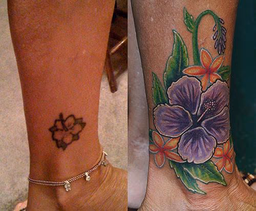 Flower cover up tattoo
