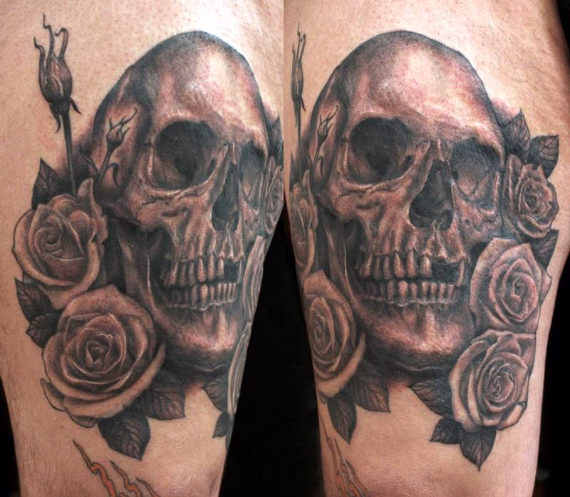 skull and roses