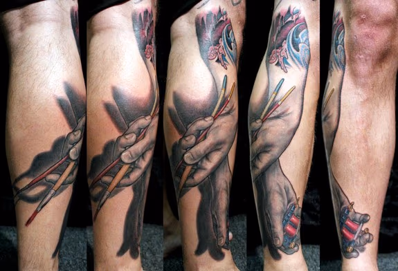 derek's arms and hands tattoo