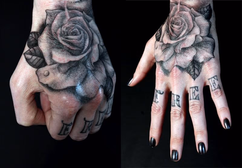 rose on hand