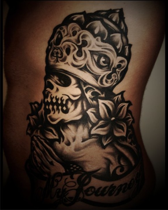 custom black gray skull tattoo