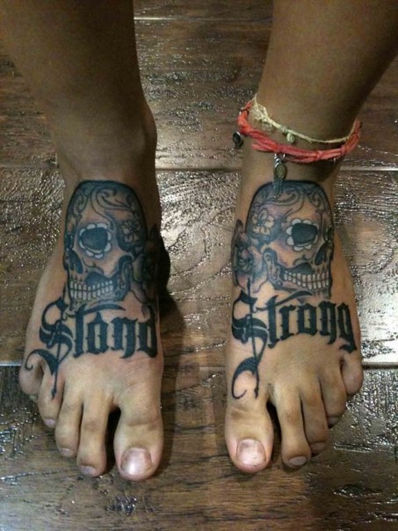 "stand strong" sugar skull tattoo
