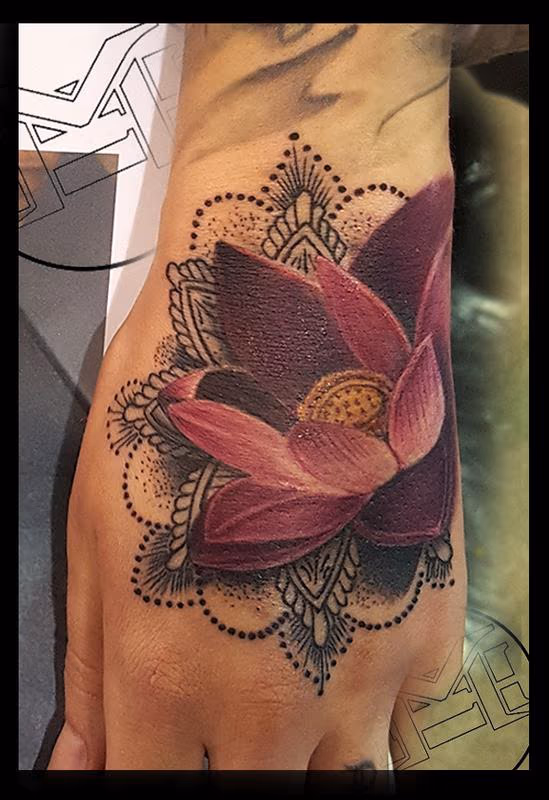 lotus and blackwork