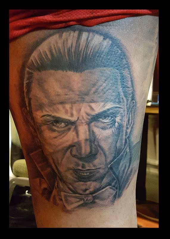 Black and Gray Dracula Tattoo