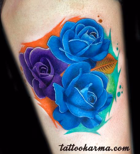 Blue and purple roses
