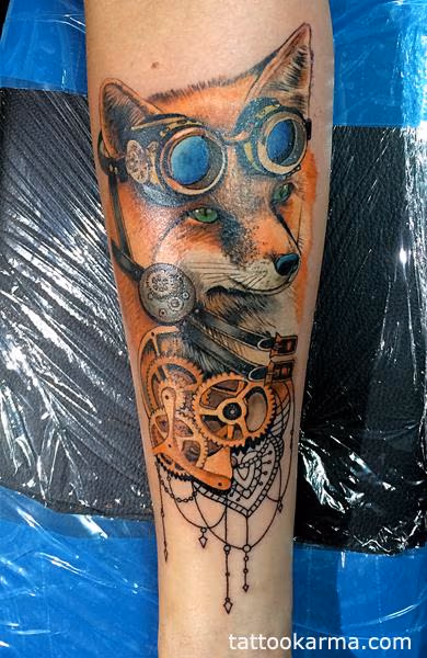 Fox steampunk tattoo