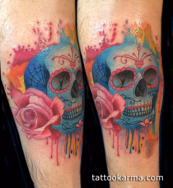 sugar skull watercolor