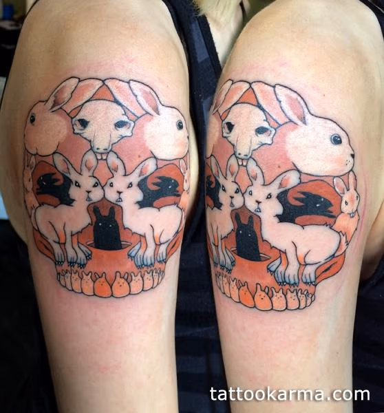 Skull made of rabbits