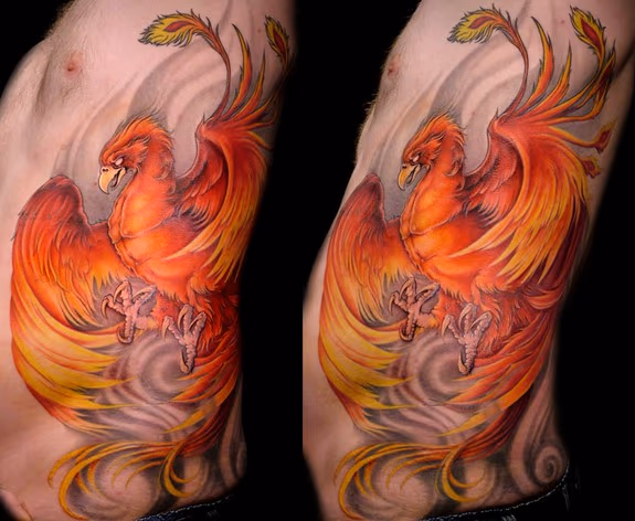 Color Phoenix tattoo.