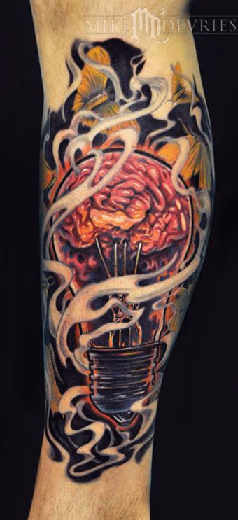Light Bulb Brain Tattoo