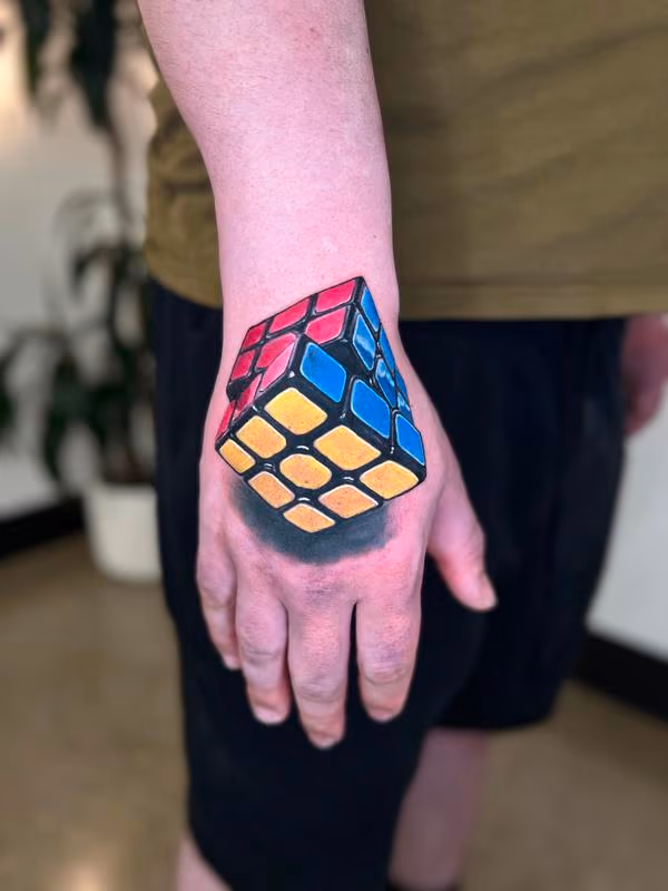 Realistic 3D Rubiks Cube Tattoo