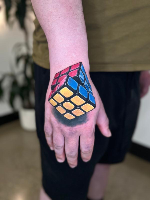 Realistic 3D Rubiks Cube Tattoo