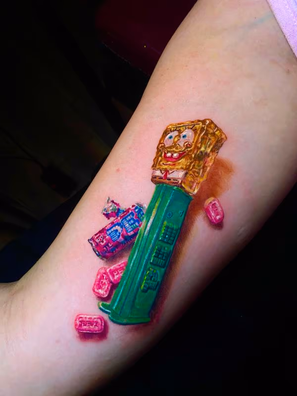 3D Pez Dispenser Tattoo