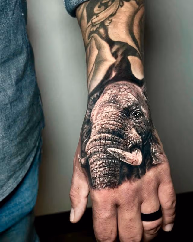 Realistic Elephant Tattoo