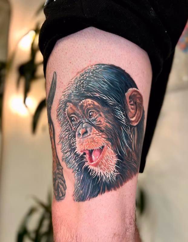 Realistic Chimp Tattoo Portrait