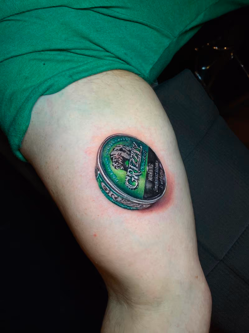 3D Grizzly Chewing Tobacco Tattoo