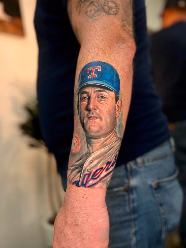 Nolan Ryan Portrait Tattoo