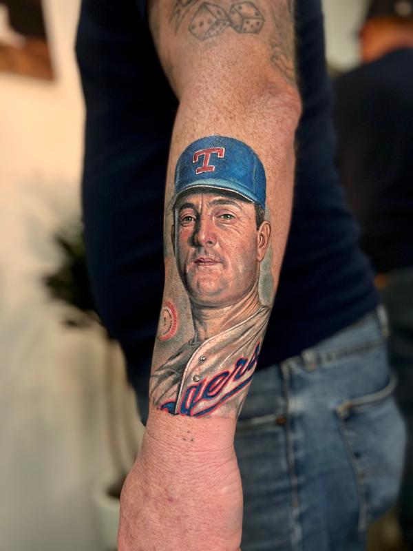 Nolan Ryan Portrait Tattoo