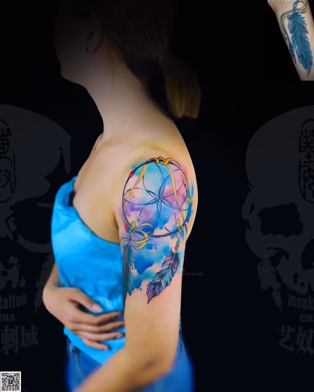 Blue Dreamcatcher watercolor dreamcatcher