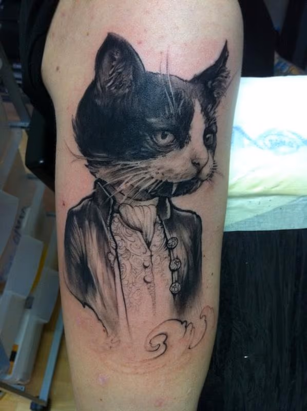 Vampire kitty tattoo