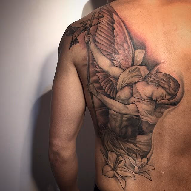 Saint Michael with flowers