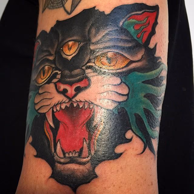 Traditional stylized three eyed Cat