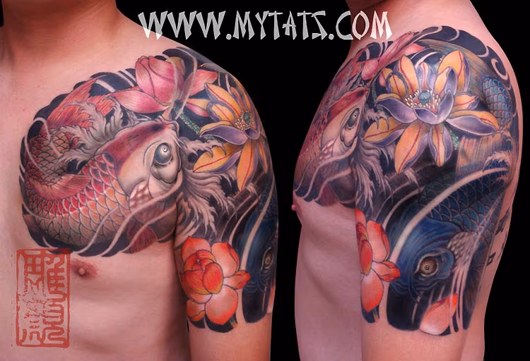 Koi around Lotus