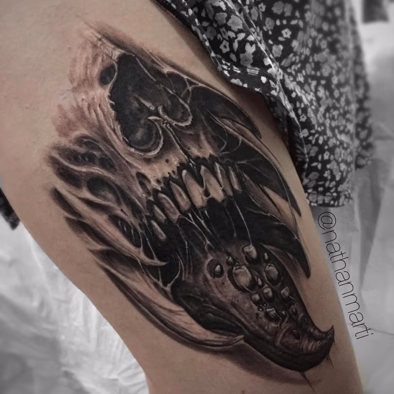 Black and grey skull