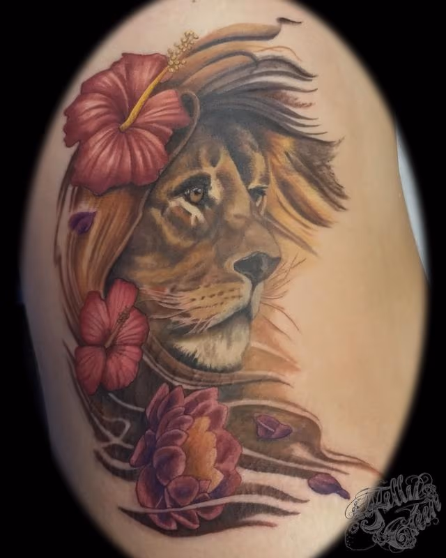lion with flower-y mane