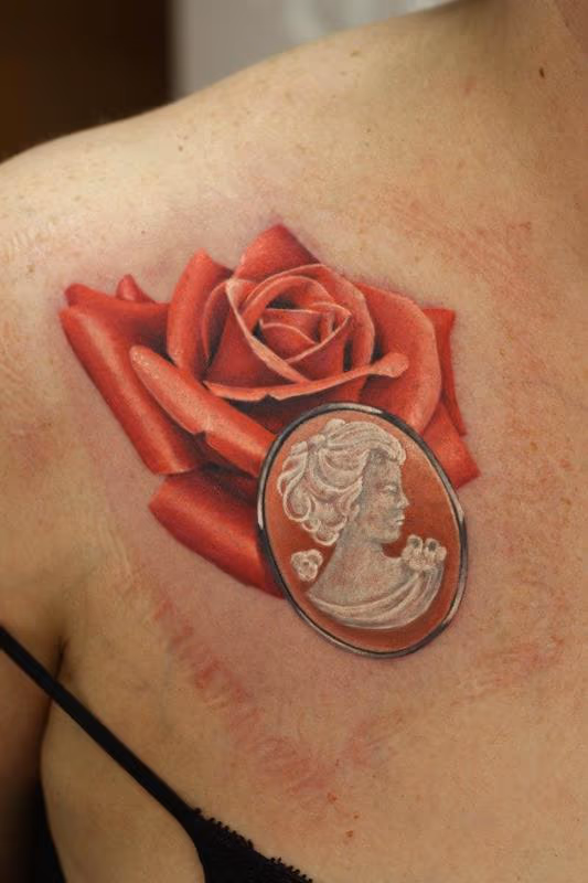 Realistic Rose Tattoo