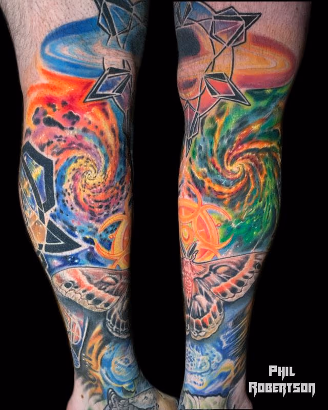 Moth in space tattoo