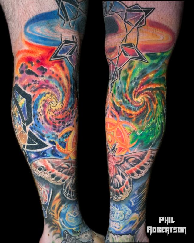 Moth in space tattoo