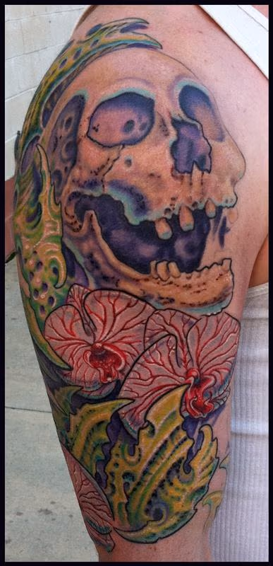 skulls orchids and bio tattoo