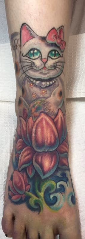 Happy kitty tattoo